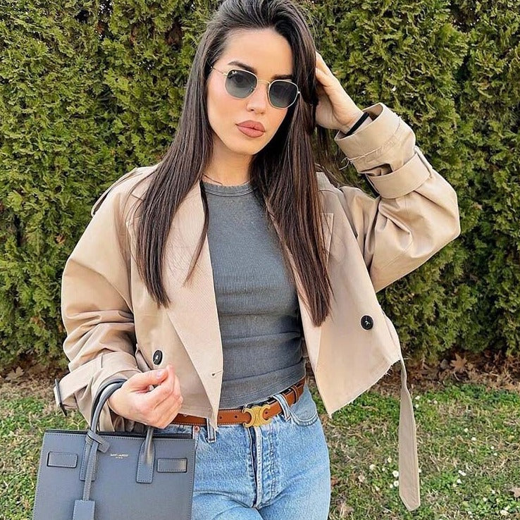 Women's Jacket – Cropped Double-Breasted Trench