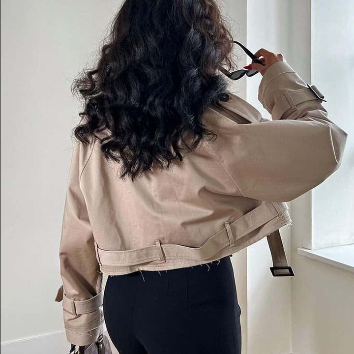 Women's Jacket – Cropped Double-Breasted Trench