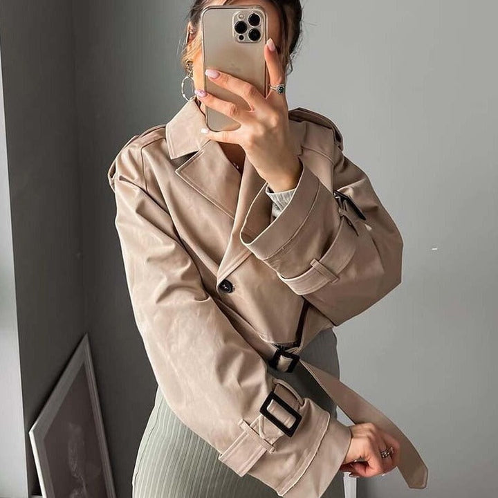Women's Jacket – Cropped Double-Breasted Trench