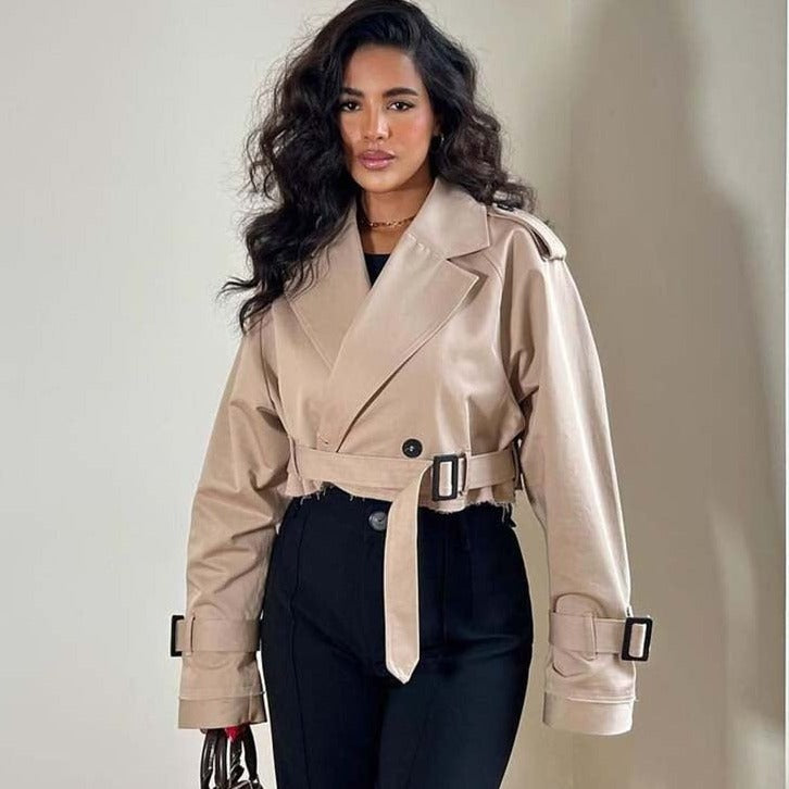 Women's Jacket – Cropped Double-Breasted Trench
