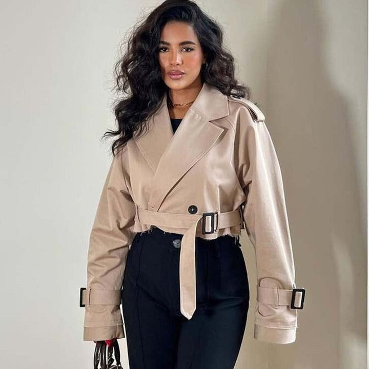 Women's Jacket – Cropped Double-Breasted Trench