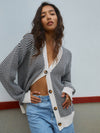Women's Cardigan – Striped V-Neck Knit