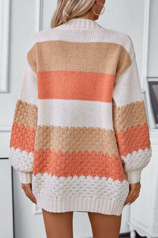 Women's Cardigan – Striped Colour Block Knit