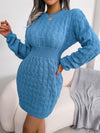 Women's Mini Dress – Cable Knit Long Sleeves
