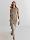 Women's Midi Dress – Ribbed Knit Sleeveless