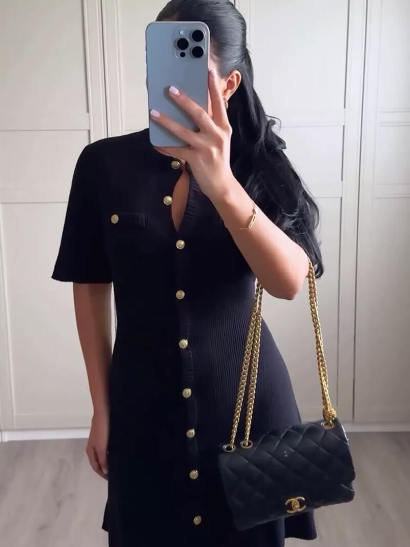 Women's Mini Dress – Button-Front Knit