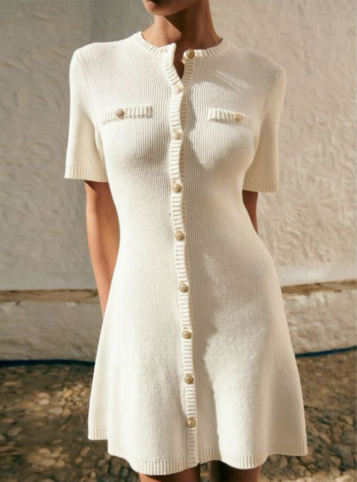 Women's Mini Dress – Button-Front Knit