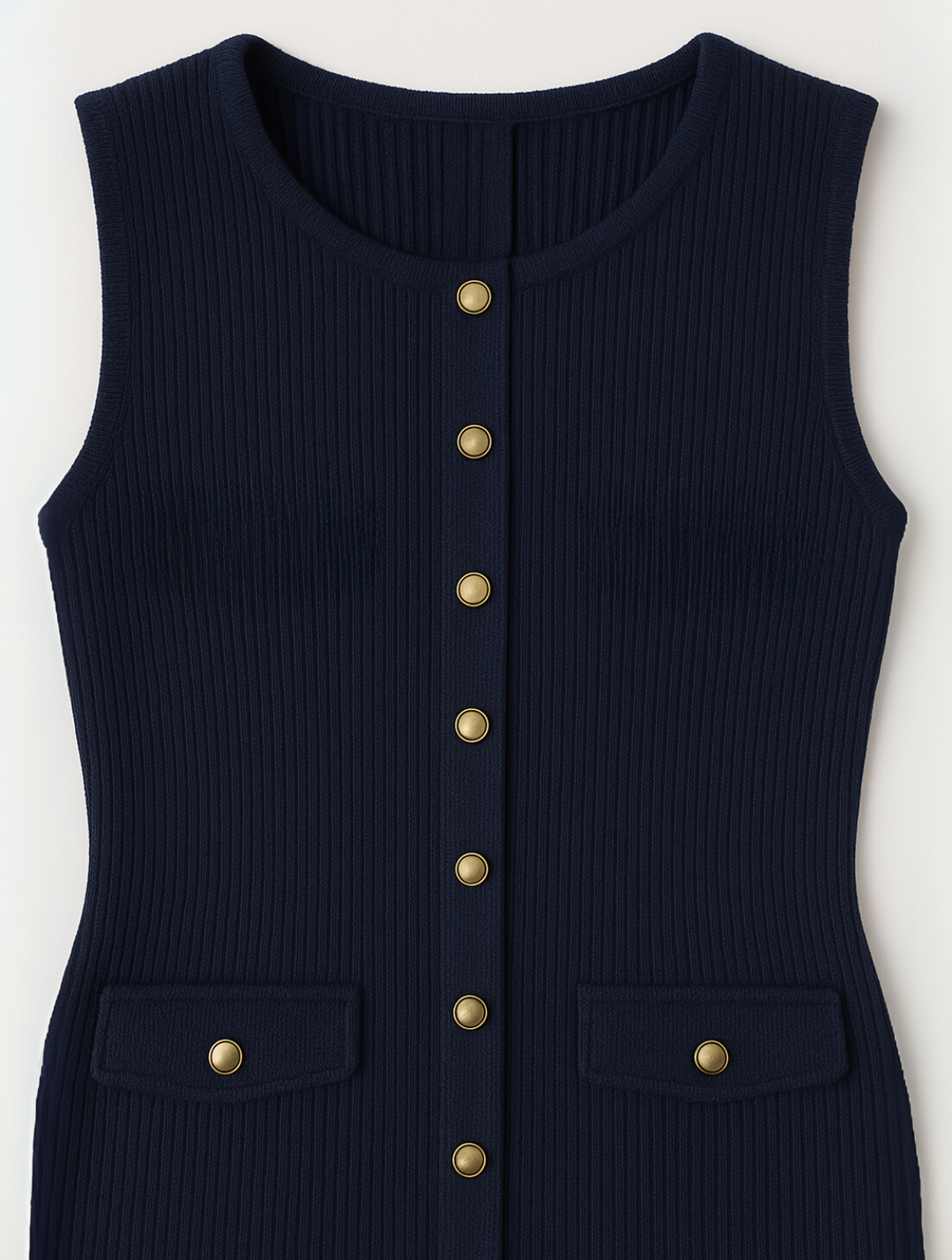 Women's Maxi Dress – Ribbed Knit Button-Front