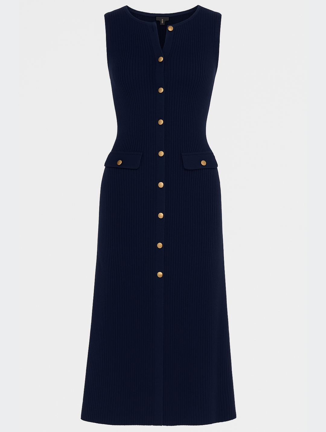 Women's Maxi Dress – Ribbed Knit Button-Front