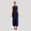Women's Maxi Dress – Ribbed Knit Button-Front