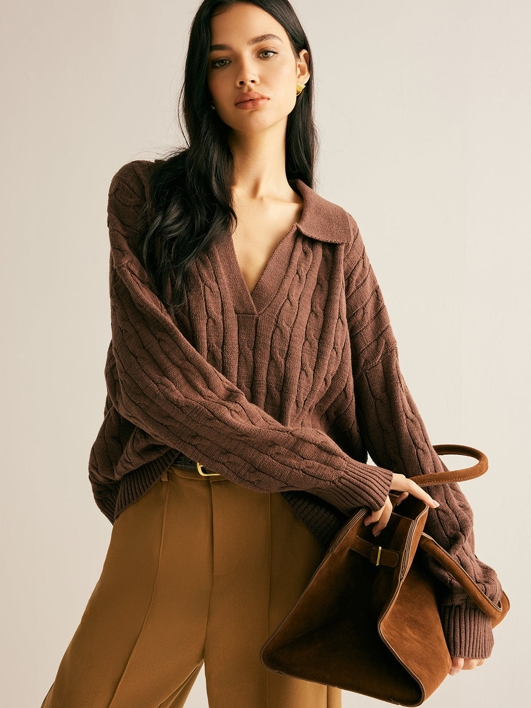 Women's Jumper – Cable Knit Collared