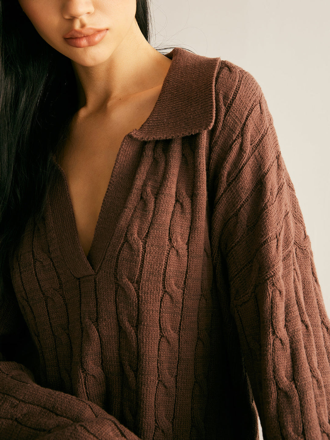 Women's Jumper – Cable Knit Collared
