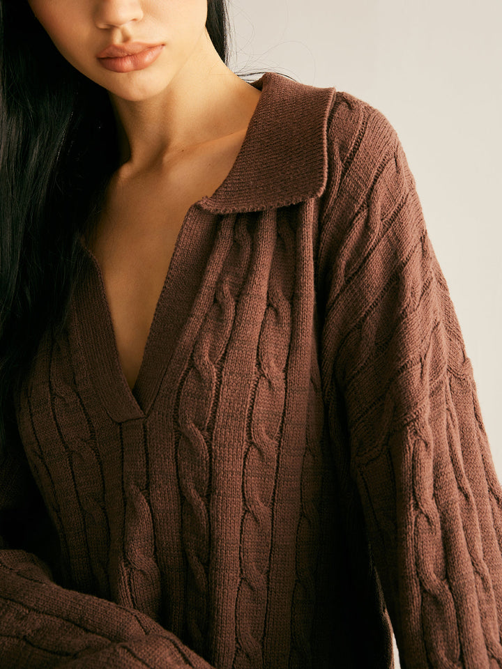 Women's Jumper – Cable Knit Collared