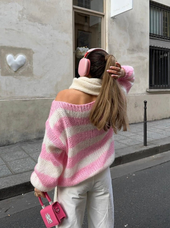 Women's Jumper – Oversized Striped Knit