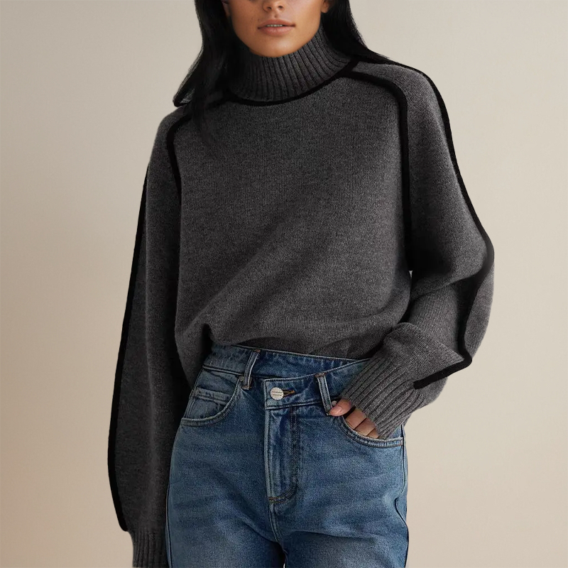 Women's Jumper – Contrast-Trim High-Neck Knit