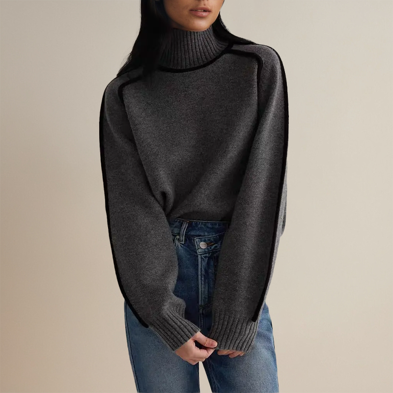 Women's Jumper – Contrast-Trim High-Neck Knit