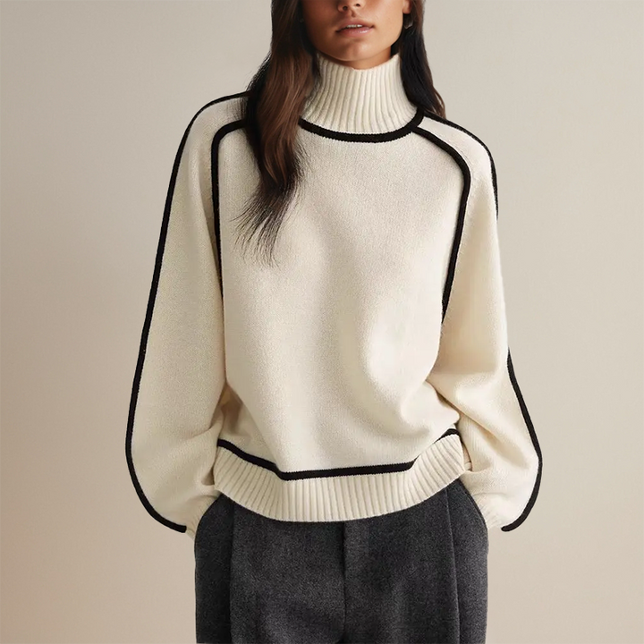 Women's Jumper – Contrast-Trim High-Neck Knit