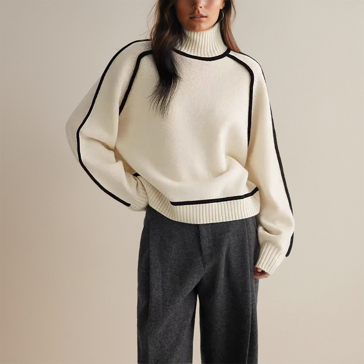 Women's Jumper – Contrast-Trim High-Neck Knit