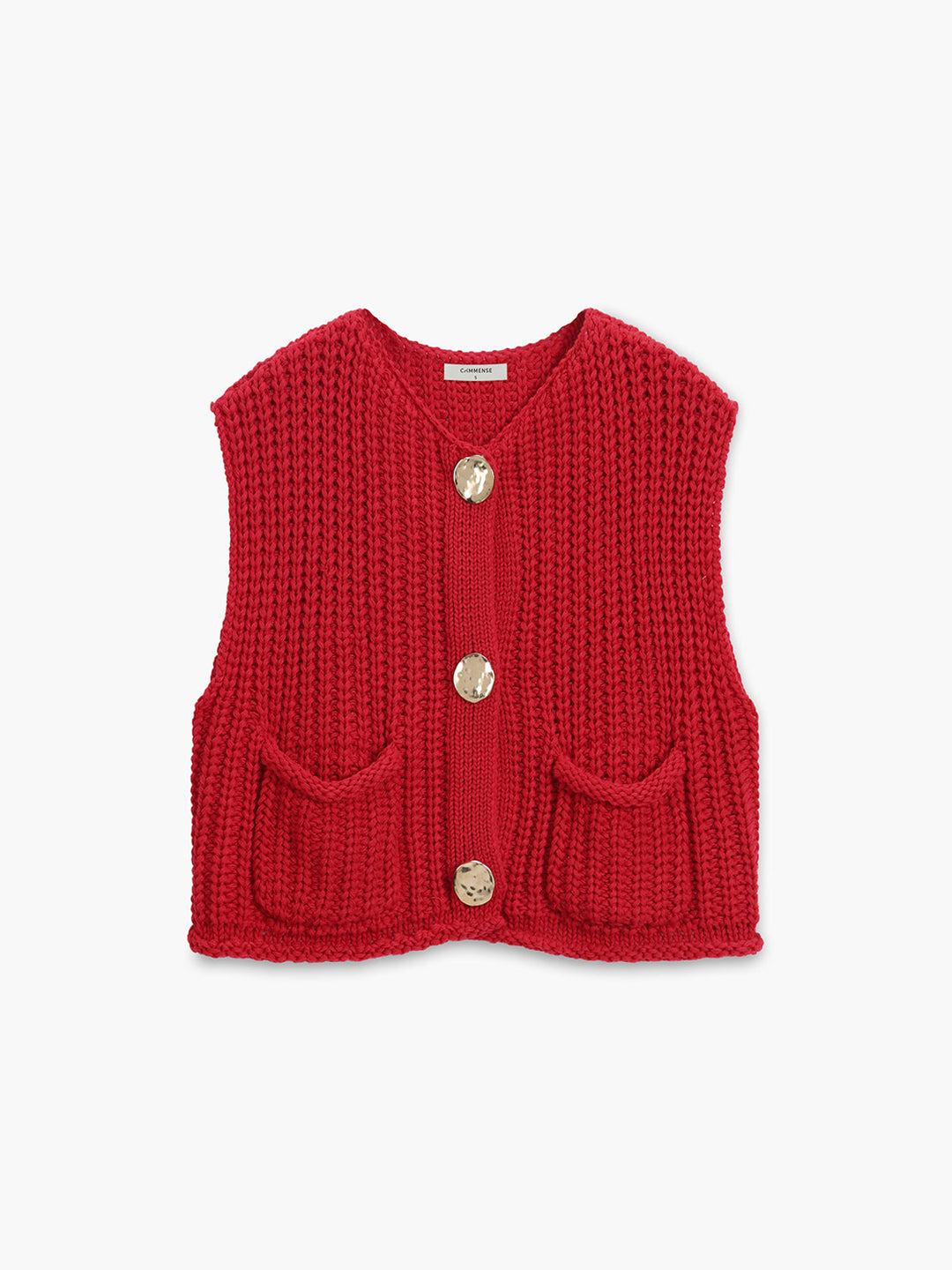 Women's Knitted Vest – Cropped Knit Button