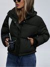 Women's Puffer Jacket – Short Stand Collar Zip-Up