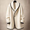 Women's Coat – Oversized Contrast-Trim Lapel Swing