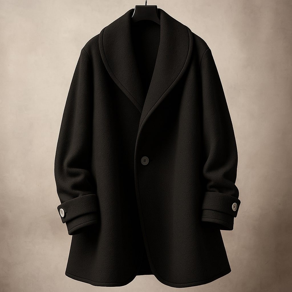 Women's Coat – Oversized Contrast-Trim Lapel Swing