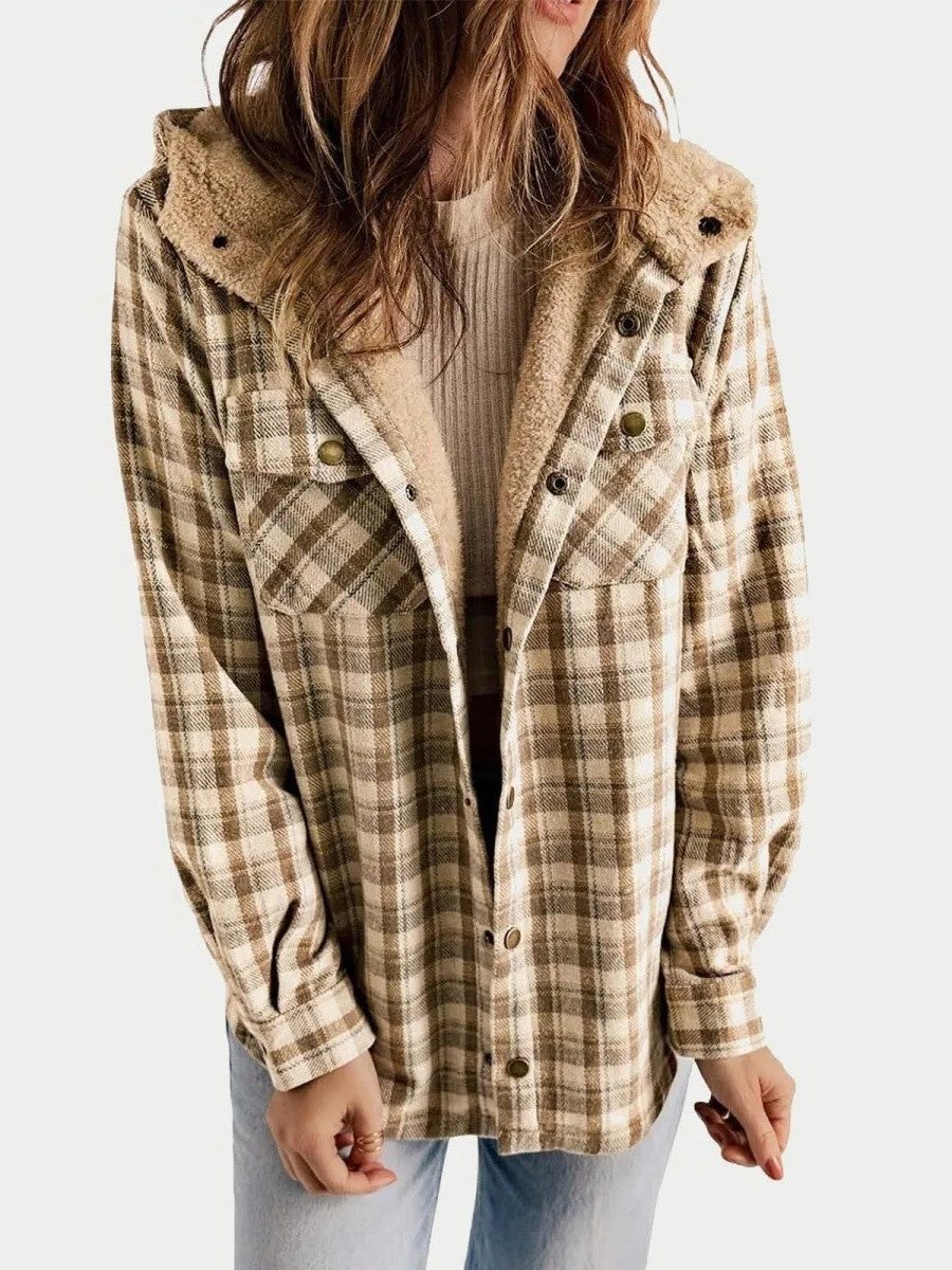 Women's Shacket – Oversized Hooded Check