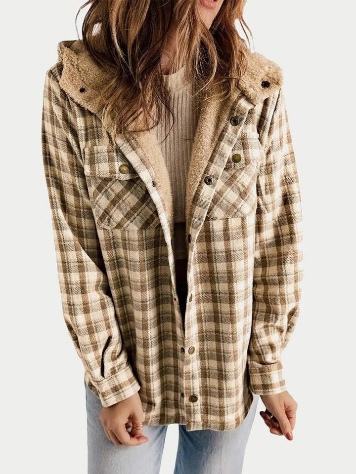 Women's Shacket – Oversized Hooded Check