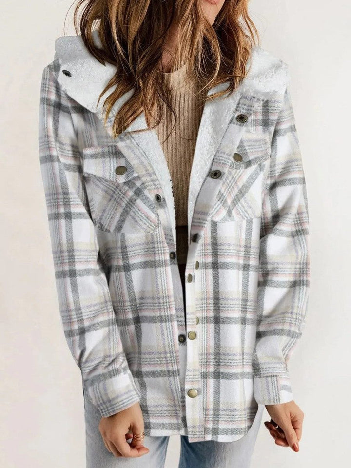 Women's Shacket – Oversized Hooded Check