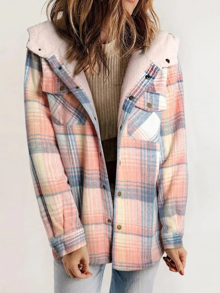Women's Shacket – Oversized Hooded Check