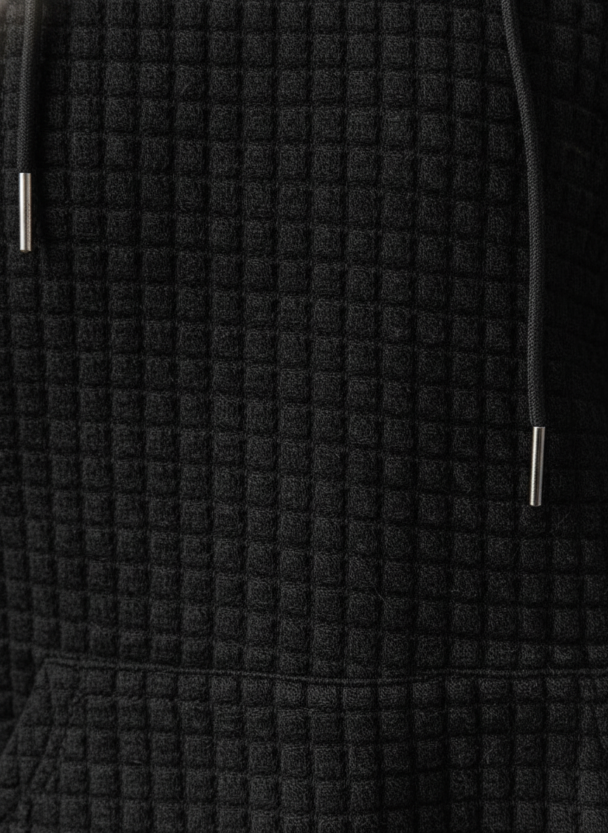 Women's Hoodie – Relaxed Waffle Knit Textured Pullover