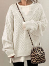 Women's Jumper – Oversized Cable Knit V-Neck Pullover