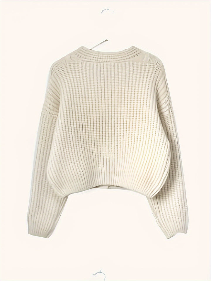 Women's Cardigan – Cable-Knit Button-Front Chunky