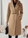 Women's Belted Long Wool Coat – Wide Collar