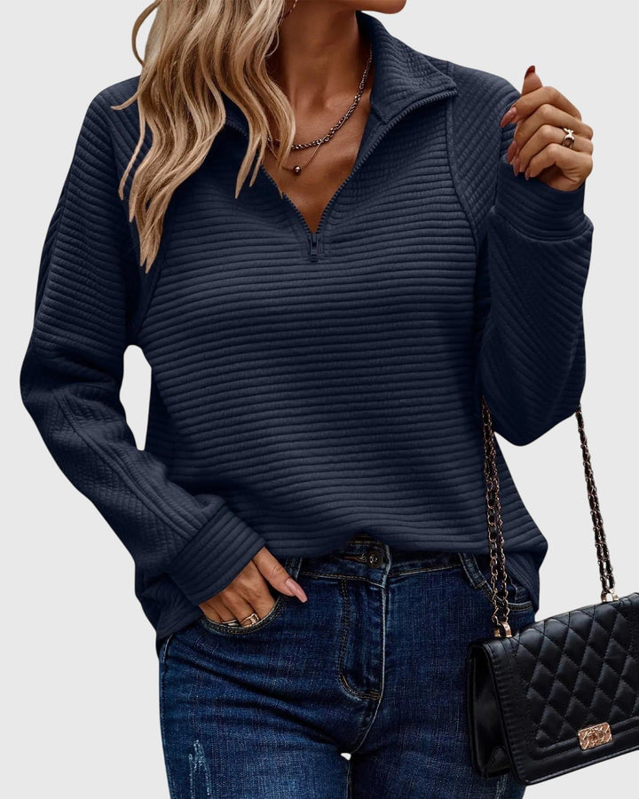 Women's Jumper – Ribbed Knit Half-Zip