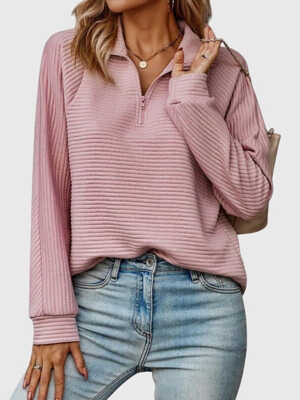 Women's Jumper – Ribbed Knit Half-Zip