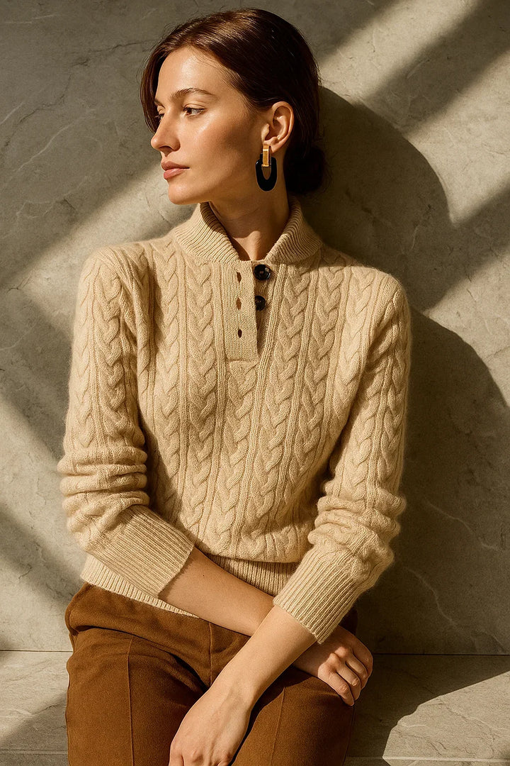 Women's Button-Up Cable Knit Sweater