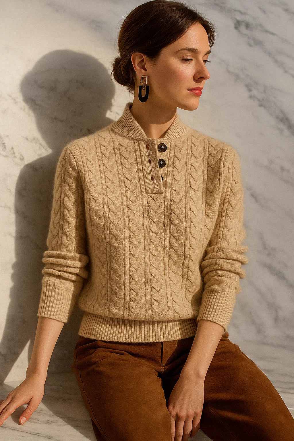 Women's Button-Up Cable Knit Sweater