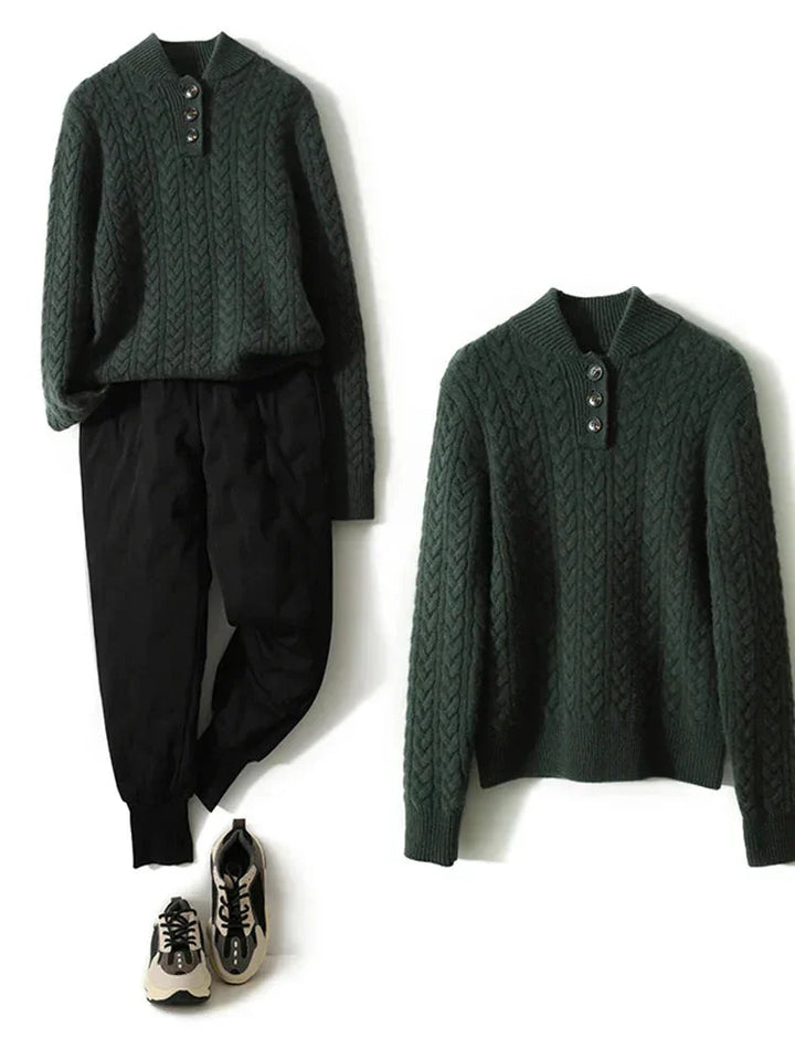 Women's Button-Up Cable Knit Sweater