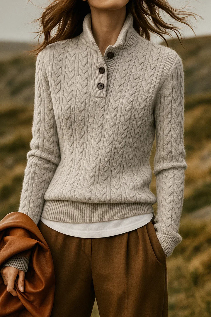 Women's Button-Up Cable Knit Sweater