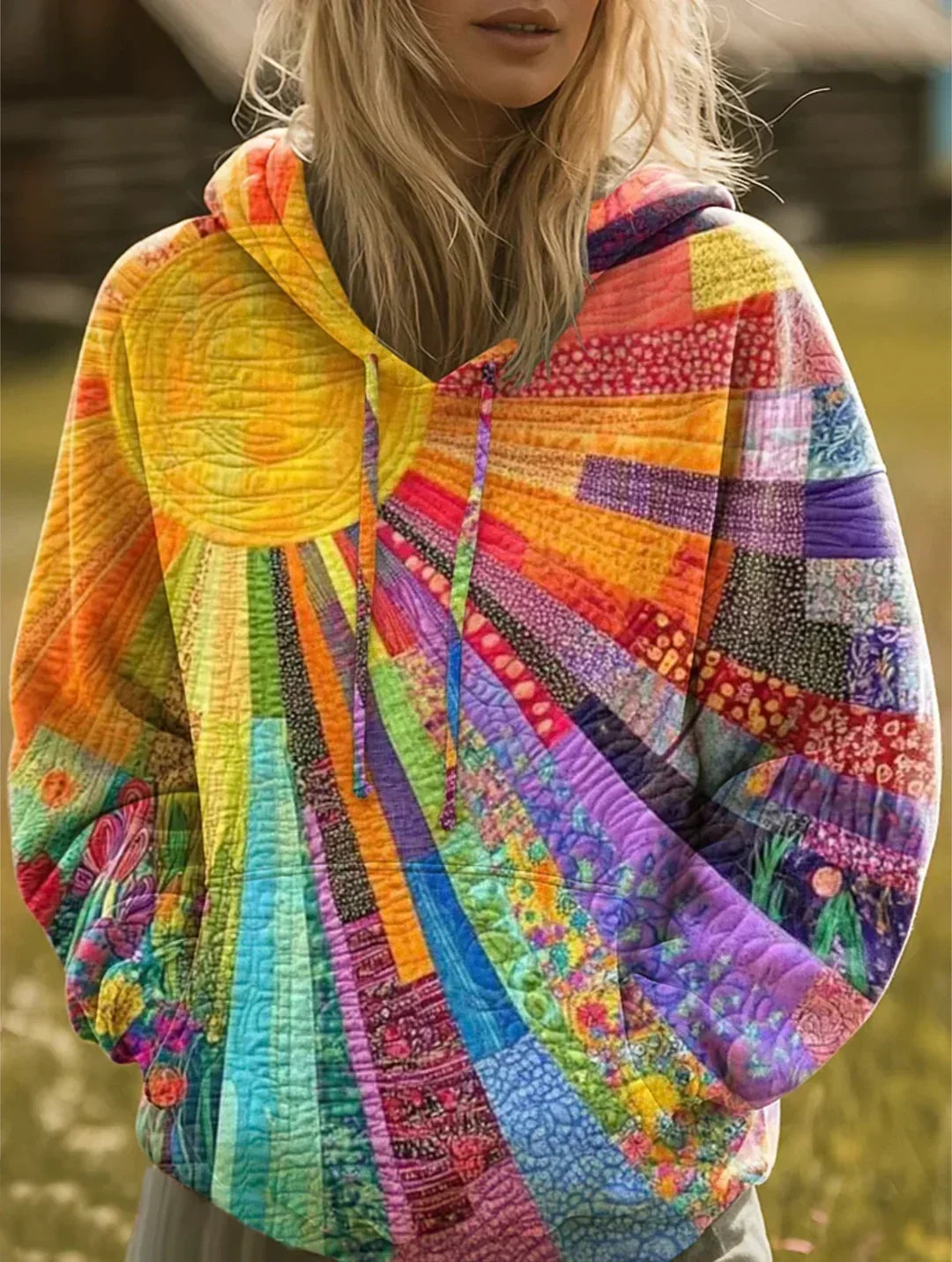 Women's Jumper – Patchwork Hooded Oversized Knit
