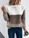 Women's Jumper – Colour Block Boat Neck Relaxed Fit