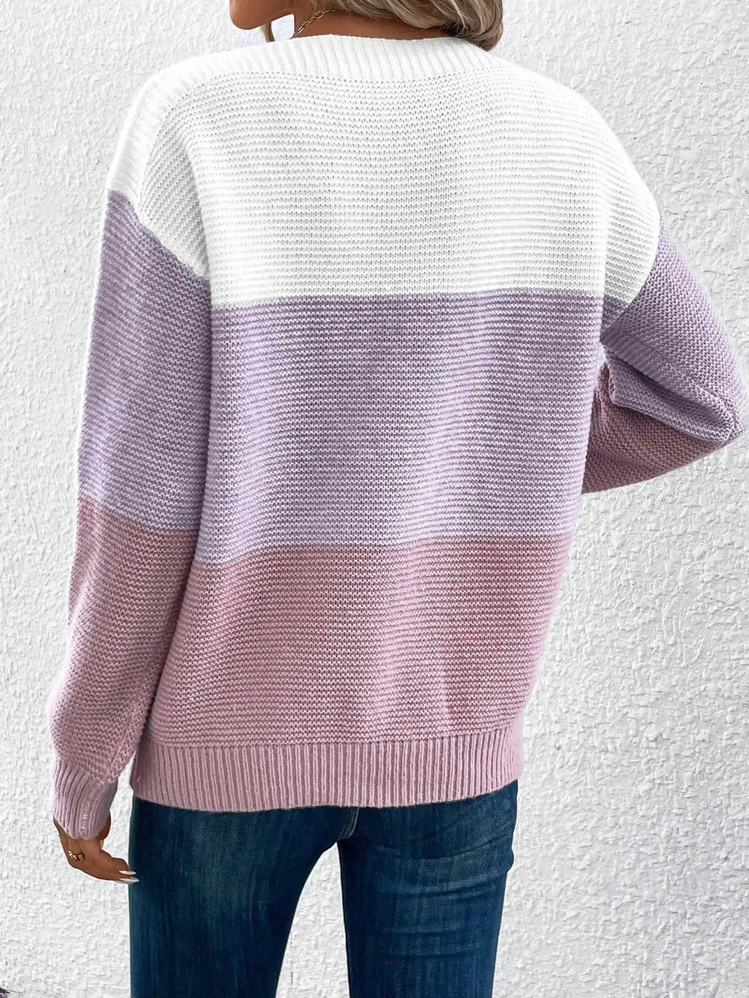 Women's Jumper – Colour Block Boat Neck Relaxed Fit