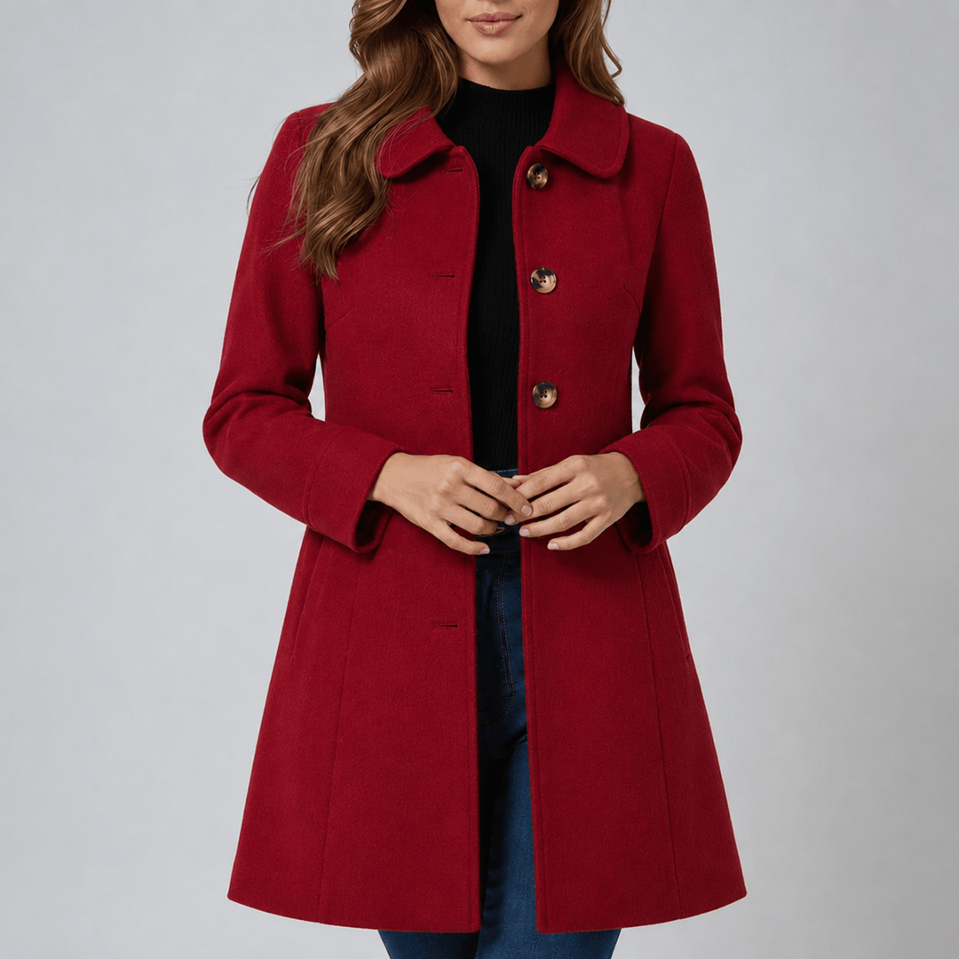 Women's Coat – Tailored Fitted-Waist Single-Breasted Midi Winter