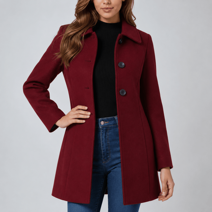 Women's Coat – Tailored Fitted-Waist Single-Breasted Midi Winter