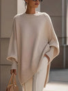 Women's Ribbed Knitted Oversized Crew Neck Batwing Jumper