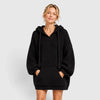 Women's Oversized Ribbed V-Neck Hoodie Knitted Jumper