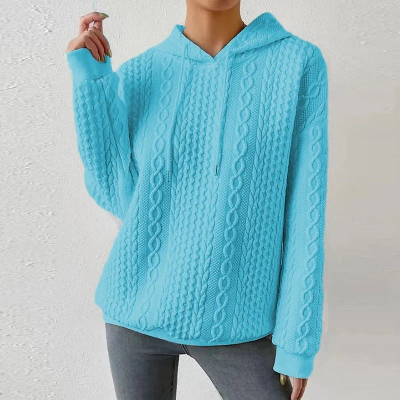 Women's Knitted Jumper, Cable Knit Oversized Hooded
