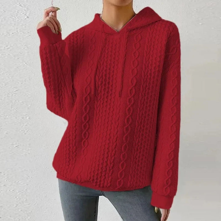 Women's Knitted Jumper, Cable Knit Oversized Hooded