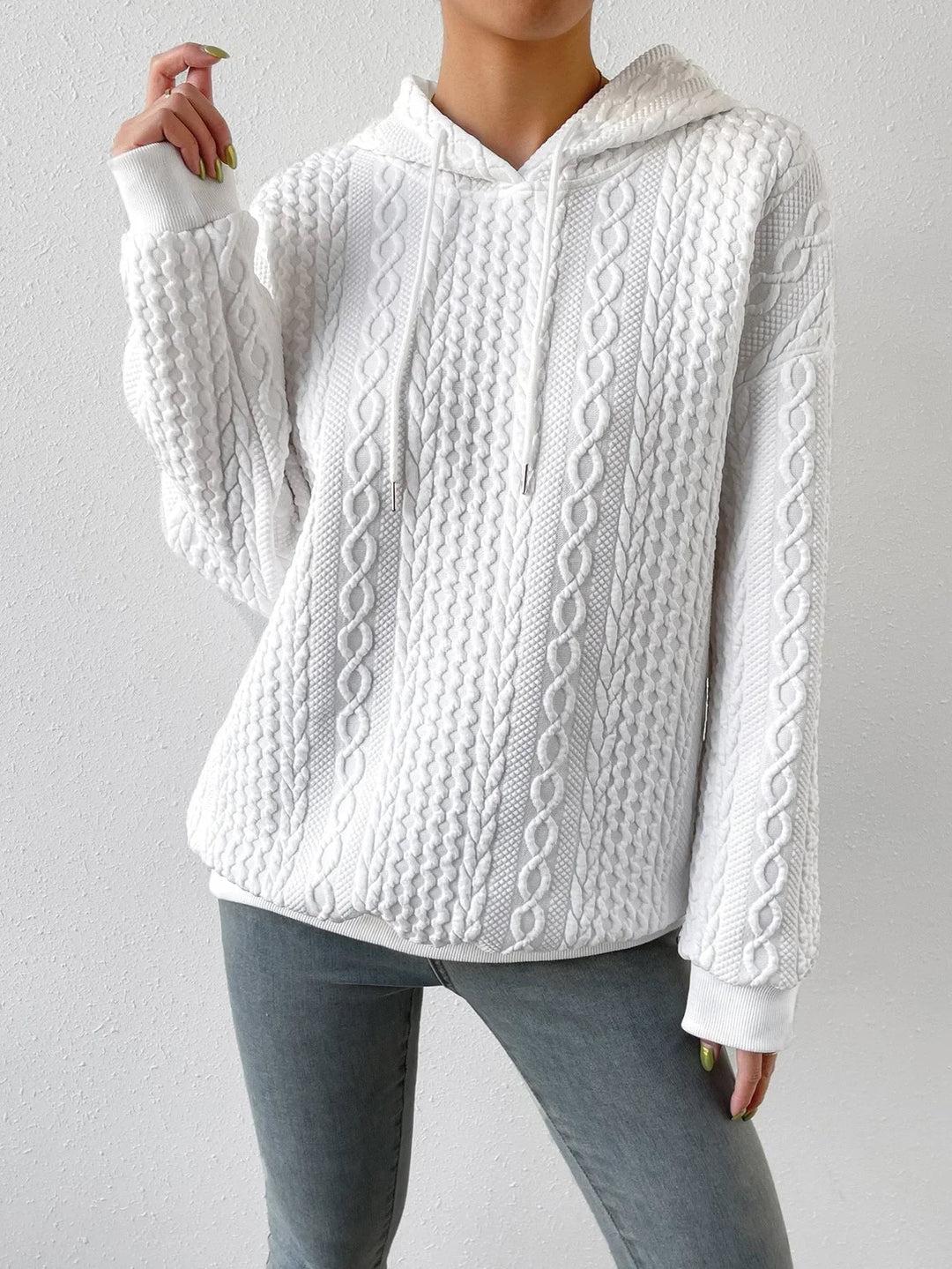 Women's Knitted Jumper, Cable Knit Oversized Hooded